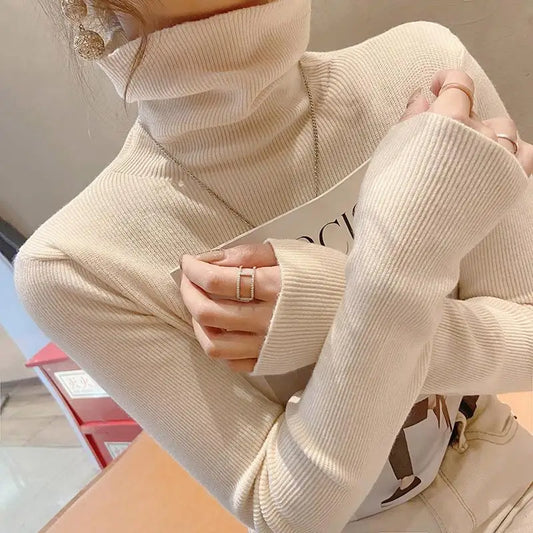 Fashion Solid Color Slim Turtleneck Sweater 2026 Autumn Winter New Casual Versatile Warm Pullovers Long Sleeves Women's Clothing