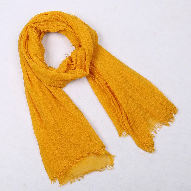180*90cm Women Muslim Crinkle Hijab Scarf Femme Musulman Cotton Linen Solid Headscarf Islamic Hijab Shawls and Wraps Wholesale