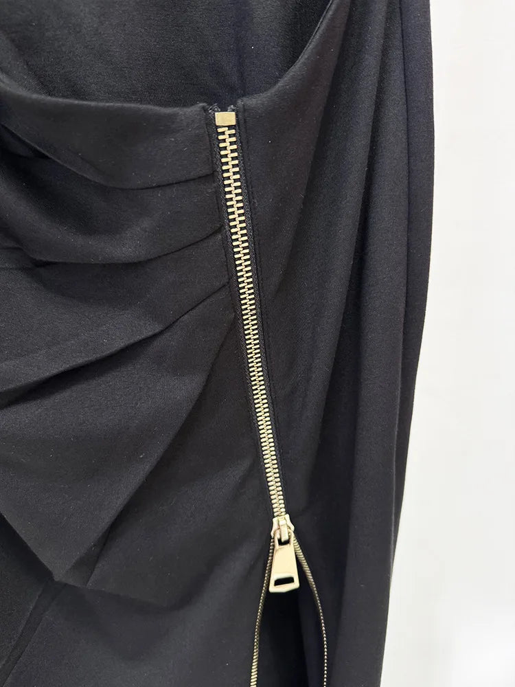 HIGH STREET Newest 2026 Designer Vestido Women's Sleeveless Zipper Slit Elastic Maxi Long Dress
