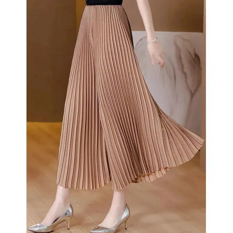 Women's Wide-leg Pants 2025 Spring Summer Loose Korean Version Ladies Leisure Pleated Trousers Elegant Straight Femme Pants