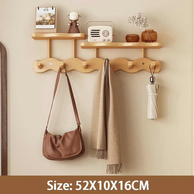 Entrance Hall Coat Rack Wall Mounted Clothes Scarf Storage Hooks Interior Clothing Bag Keys Organizer Hangers with Storage Rack