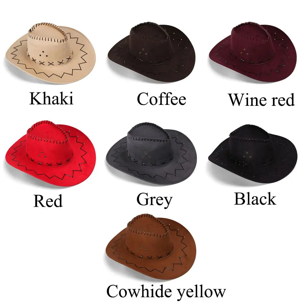 Unisex Cowboy Hat Suede Fashion Cowboy Cap Womens Mens Hat Practical Wild West Fancy Dress Hot Sale Western Headwear Cap