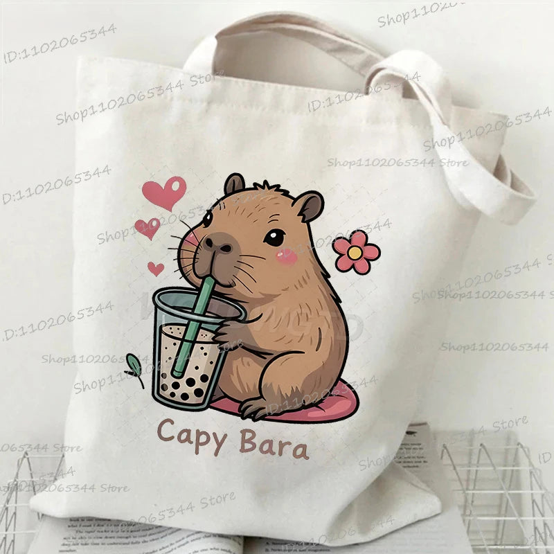 Capybara Funny Anime Women Men Handbag Cartoon Style Animal Capybara Shoulder Bag Fashion Teenage Gifts Casual Commuter Tote Bag