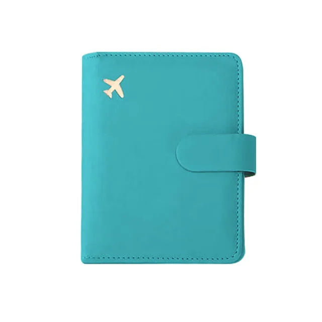 RFID Blocking Waterproof Leather Passport Holder Travel Credit Card Wallet Passport Book for Women Men Buckle Passport Cover