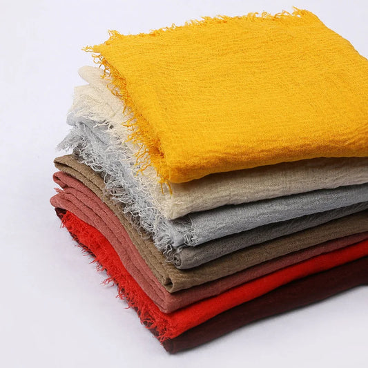 180*90cm Women Muslim Crinkle Hijab Scarf Femme Musulman Cotton Linen Solid Headscarf Islamic Hijab Shawls and Wraps Wholesale