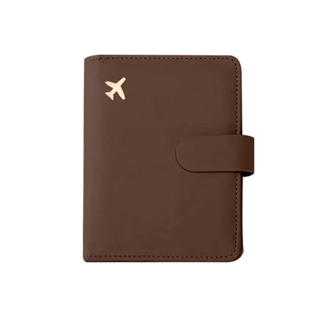 RFID Blocking Waterproof Leather Passport Holder Travel Credit Card Wallet Passport Book for Women Men Buckle Passport Cover