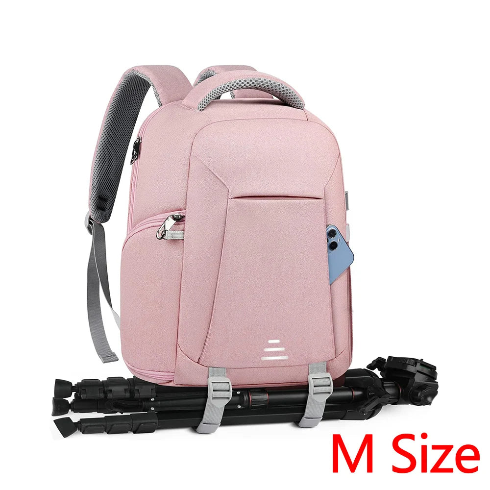 2pcs Lubardy Dedicated Camera Bag Travel Backpack Laptop Bag Large Capacity Men Women Photography Backpack and Rain Cover