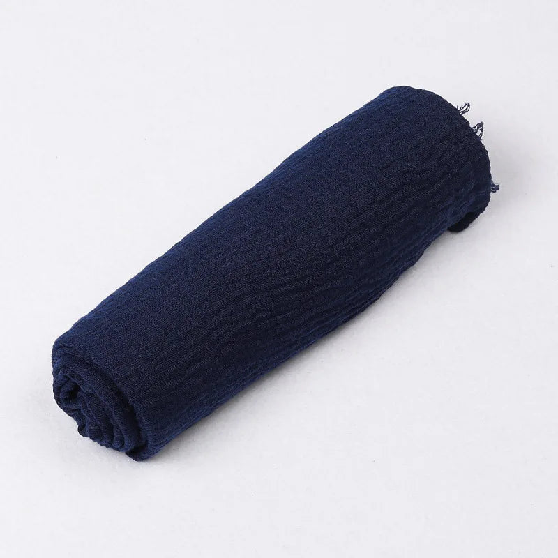 180*90cm Women Muslim Crinkle Hijab Scarf Femme Musulman Cotton Linen Solid Headscarf Islamic Hijab Shawls and Wraps Wholesale