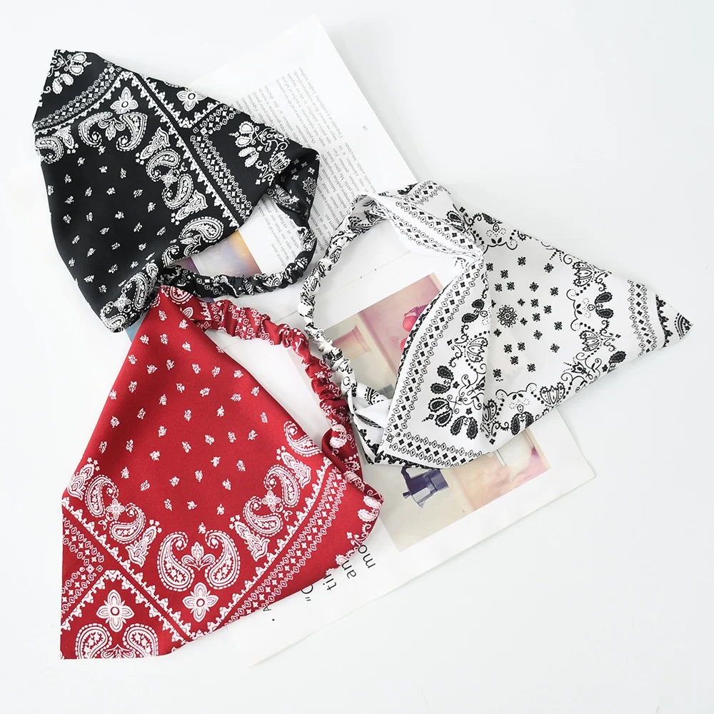 Kuromi Hair accessories woman Floral Print Hair Scarf Bohemia Bandana Elastic Band Triangle Scarf Kerchief Women Girl Headscarf