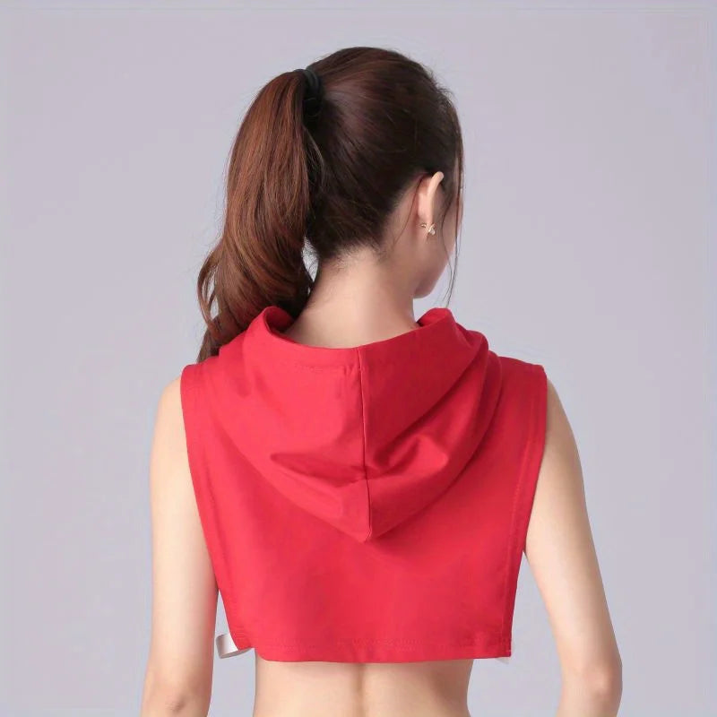 Sleeveless hooded short multi-color optional autumn shirt fake collar sweatshirt hooded stylish multi-function hooded collar