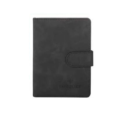 RFID Blocking Waterproof Leather Passport Holder Travel Credit Card Wallet Passport Book for Women Men Buckle Passport Cover