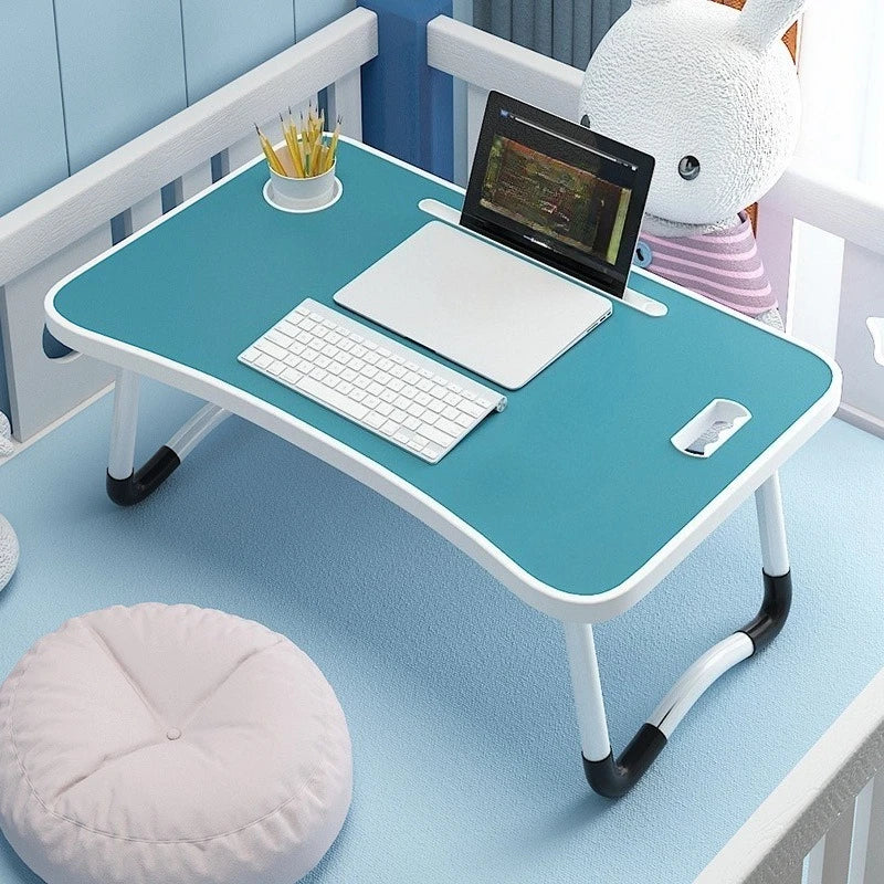 Folding Mini Table, Bed Tray Cup Holder Type Laptop Desk, Sitting Table, Cup Holder Drawer Tablet Stand, Folding Small Table