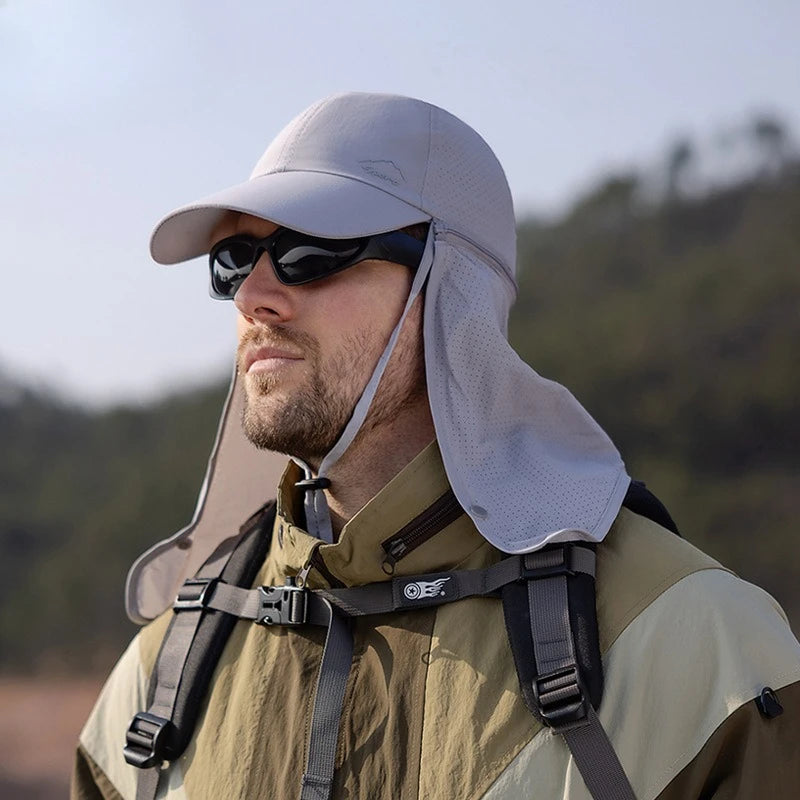 9237 Summer Sunscreen Hat Men's Mountaineering Fishing Speed Drying Fisherman's Hat Outdoor with Shawl Baseball Hat Women