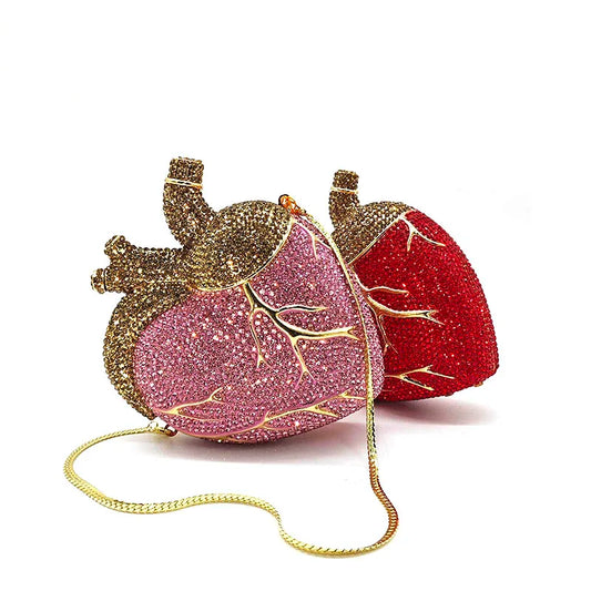 Chic clutches women evening party bag diamonds crystal clutch heart beat purses bag crystal purses