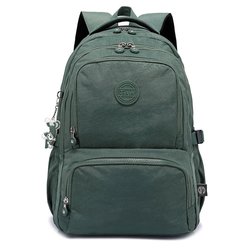 Nylon Waterproof Large Capacity A4 Men Women Backpack School Bag for Boy Girl Travel Bag Green Blue Red Pink Black M2302