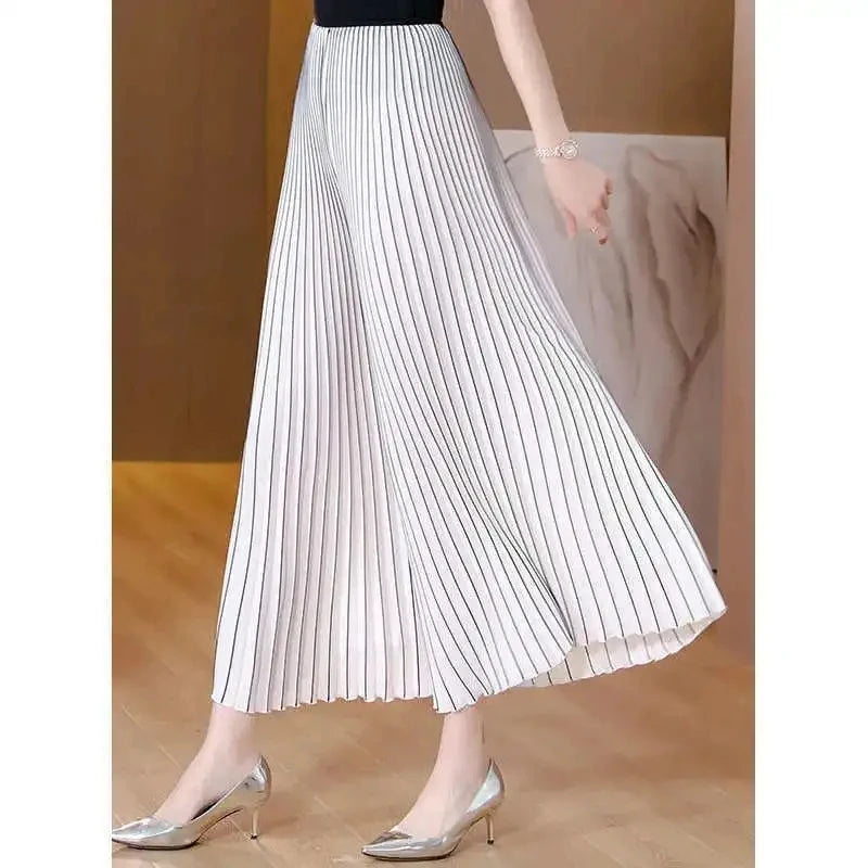 Women's Wide-leg Pants 2025 Spring Summer Loose Korean Version Ladies Leisure Pleated Trousers Elegant Straight Femme Pants
