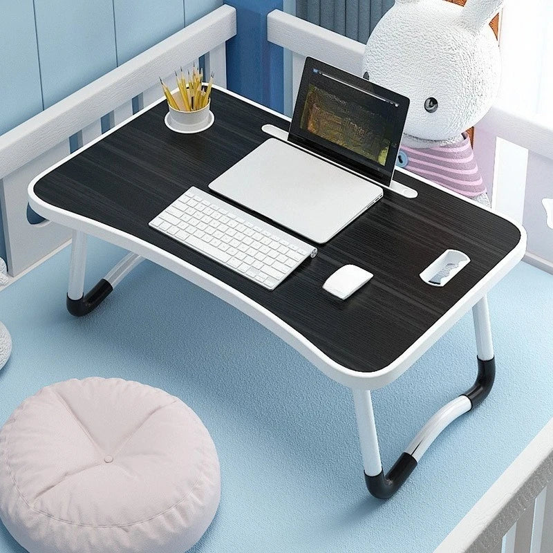 Folding Mini Table, Bed Tray Cup Holder Type Laptop Desk, Sitting Table, Cup Holder Drawer Tablet Stand, Folding Small Table