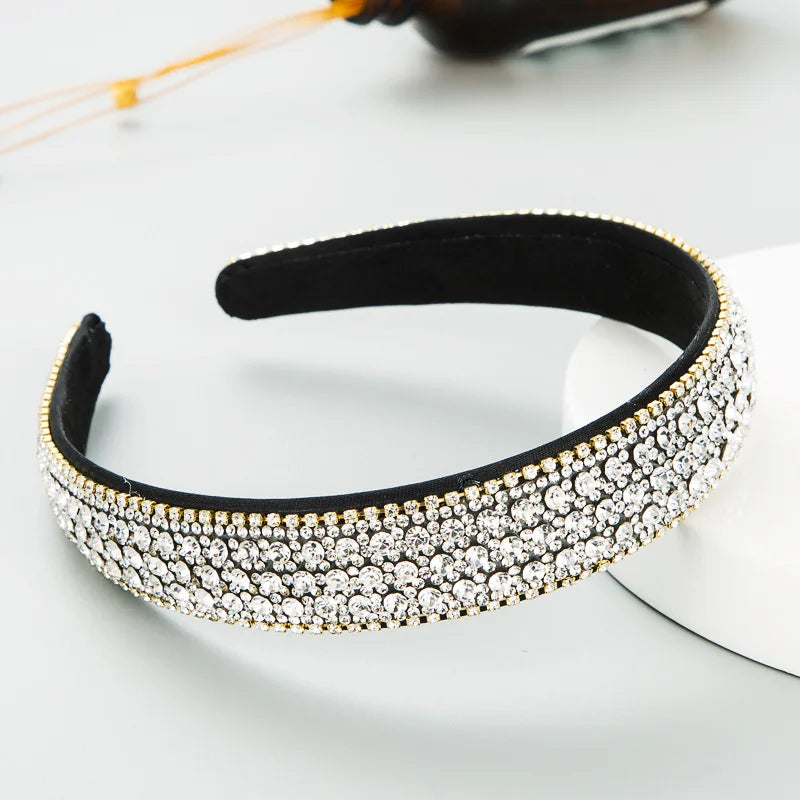 Ins Fashion Gold/Silver Pearl Hair Band Luxury Baroque Rhinestone Headband Girls Sweet Headwear Hair Accessories Wholesale