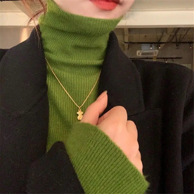 Fashion Solid Color Slim Turtleneck Sweater 2026 Autumn Winter New Casual Versatile Warm Pullovers Long Sleeves Women's Clothing