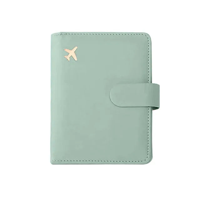RFID Blocking Waterproof Leather Passport Holder Travel Credit Card Wallet Passport Book for Women Men Buckle Passport Cover