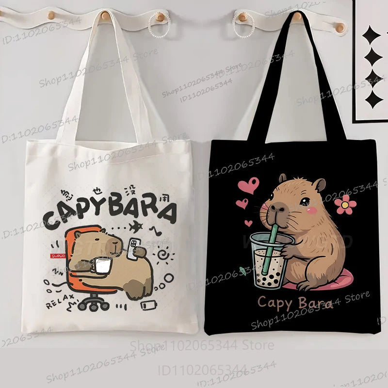 Capybara Funny Anime Women Men Handbag Cartoon Style Animal Capybara Shoulder Bag Fashion Teenage Gifts Casual Commuter Tote Bag