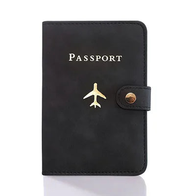 RFID Blocking Waterproof Leather Passport Holder Travel Credit Card Wallet Passport Book for Women Men Buckle Passport Cover
