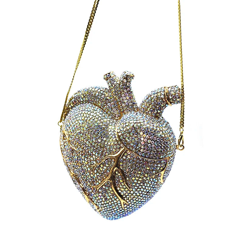 Chic clutches women evening party bag diamonds crystal clutch heart beat purses bag crystal purses
