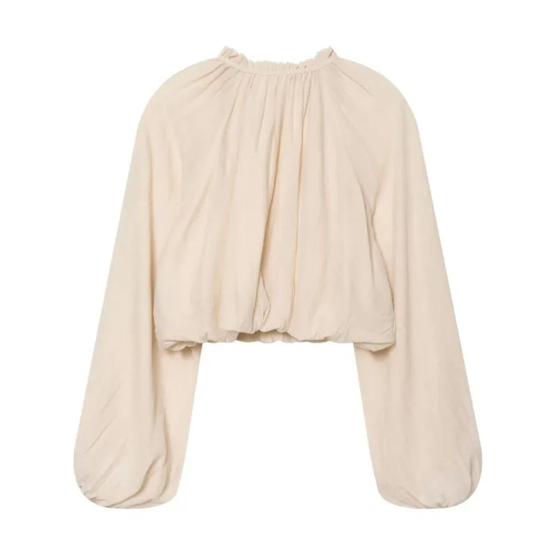 HipSeam Women's Pleated Skirts Sets New 2026 Spring Summer 2 Piece Simple Lace Long Sleeve Top + Midi Waist Skirts Female Outfit
