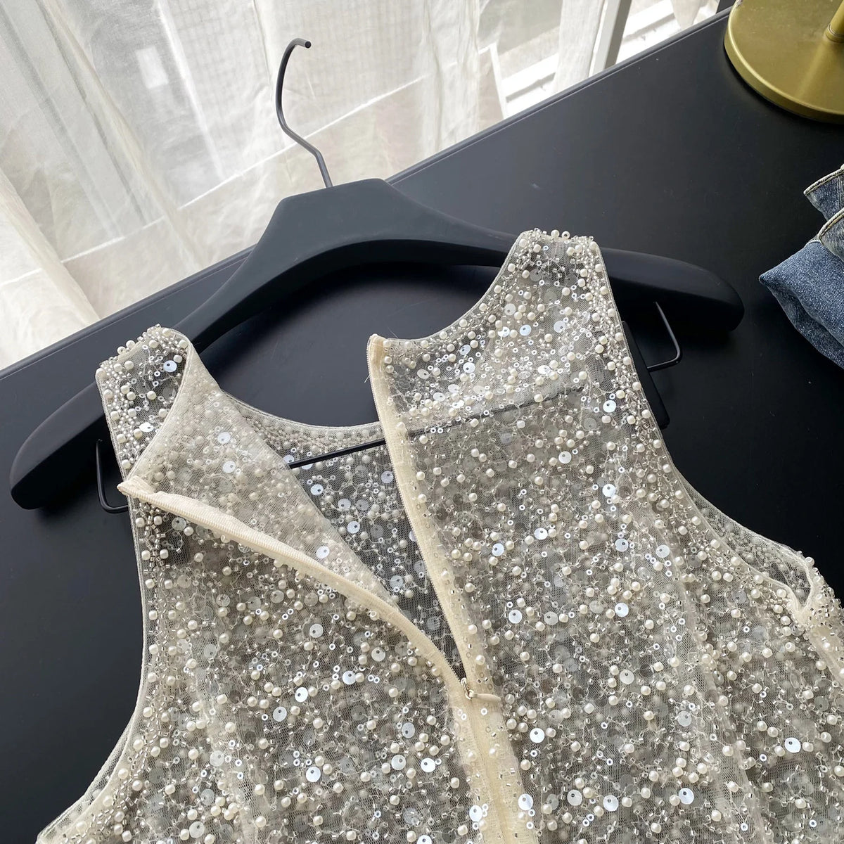 Hotsweet Vintage casual glitter sleeveless O-Neck Slim Top French Streetwear Fashion Summer Sexy basics blouse