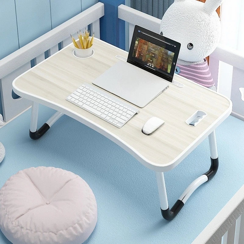 Folding Mini Table, Bed Tray Cup Holder Type Laptop Desk, Sitting Table, Cup Holder Drawer Tablet Stand, Folding Small Table