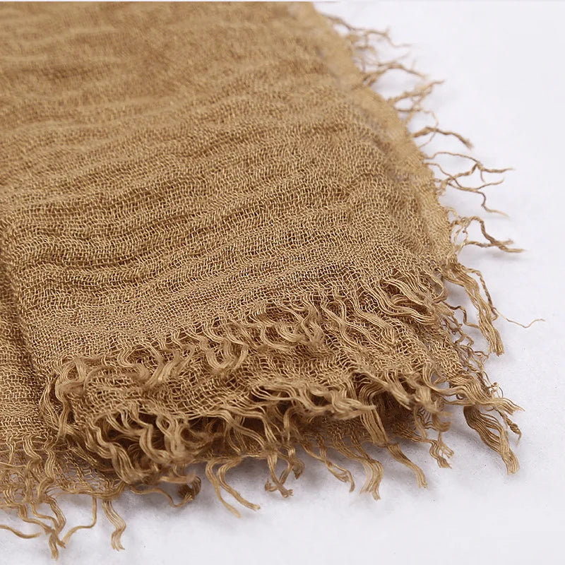 180*90cm Women Muslim Crinkle Hijab Scarf Femme Musulman Cotton Linen Solid Headscarf Islamic Hijab Shawls and Wraps Wholesale