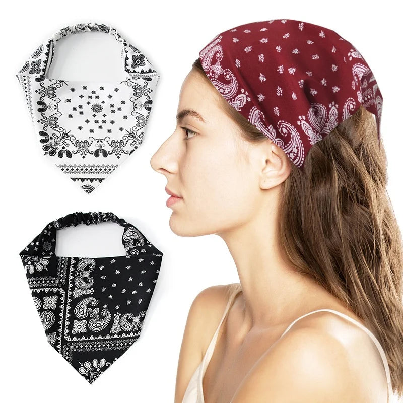 Kuromi Hair accessories woman Floral Print Hair Scarf Bohemia Bandana Elastic Band Triangle Scarf Kerchief Women Girl Headscarf