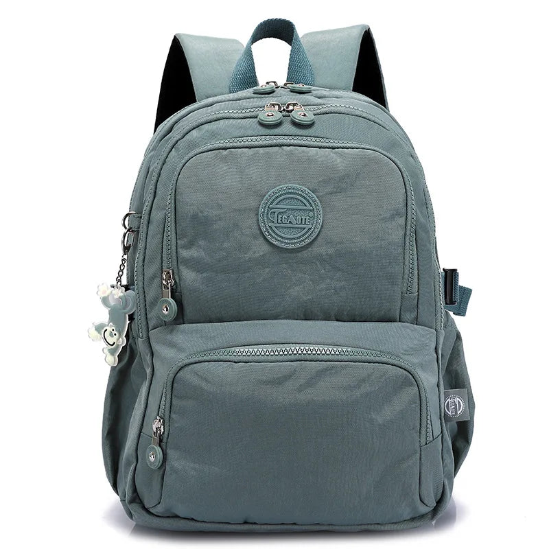 Nylon Waterproof Large Capacity A4 Men Women Backpack School Bag for Boy Girl Travel Bag Green Blue Red Pink Black M2302