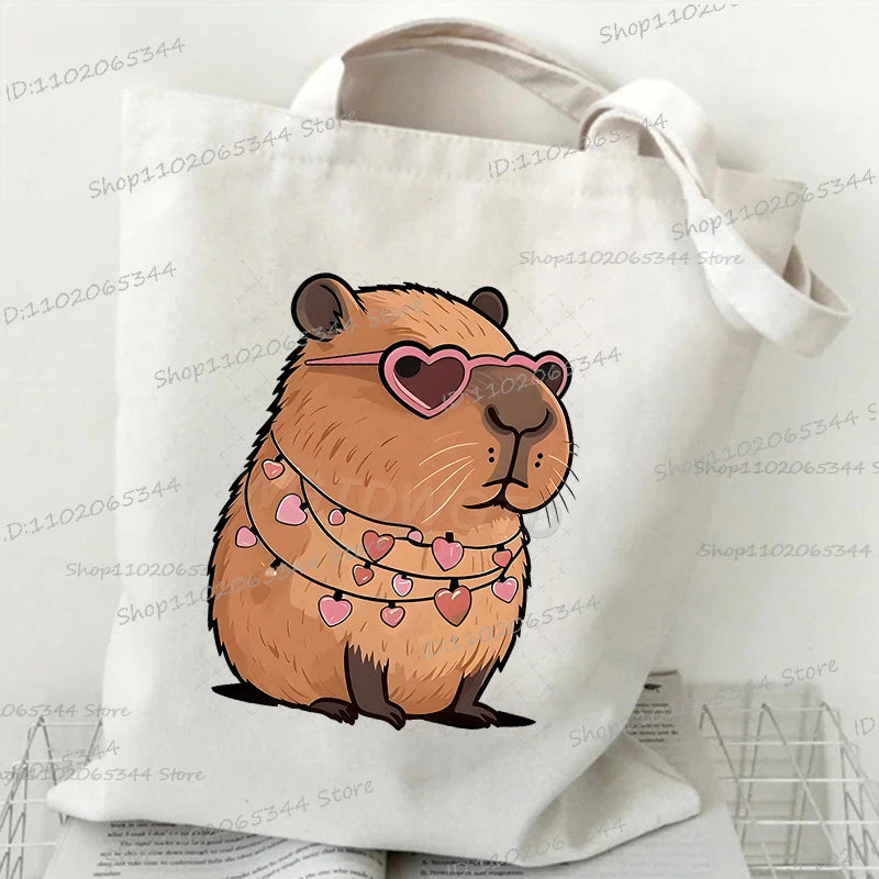 Capybara Funny Anime Women Men Handbag Cartoon Style Animal Capybara Shoulder Bag Fashion Teenage Gifts Casual Commuter Tote Bag